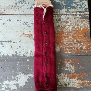 Womens burgandy leg warmers